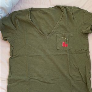J.Crew olive green tshirt, vneck, size L
